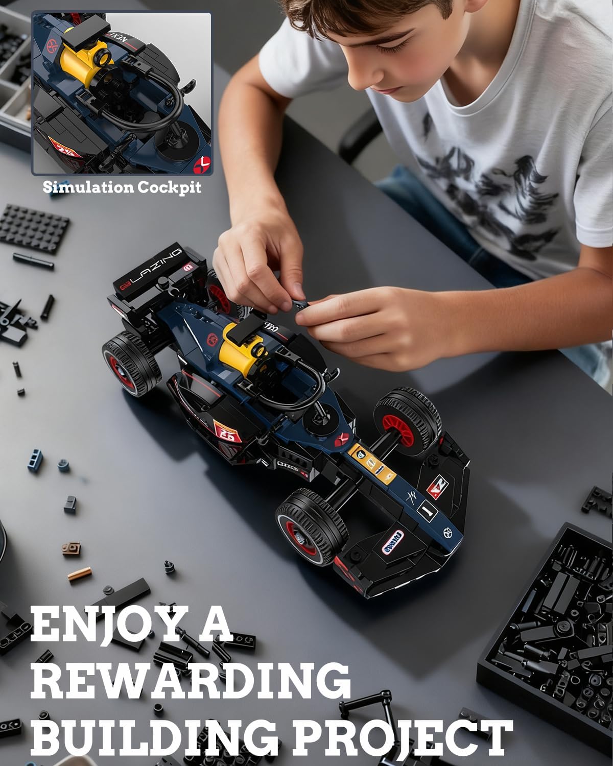 2IN1 Racing Car Building Blocks Set, MOC Speed Model Kit for Kids Ages 8+ and Adults, Creative Race Toy Gift for Boys & Girls (XZ0001) image 3