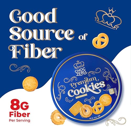 Miniatura 6 de ChocZero Keto Butter Cookies  Regalo de mantequilla danesa sin azúcar, sin gluten, bajas en carbohidratos (1 lata, 12 onzas)