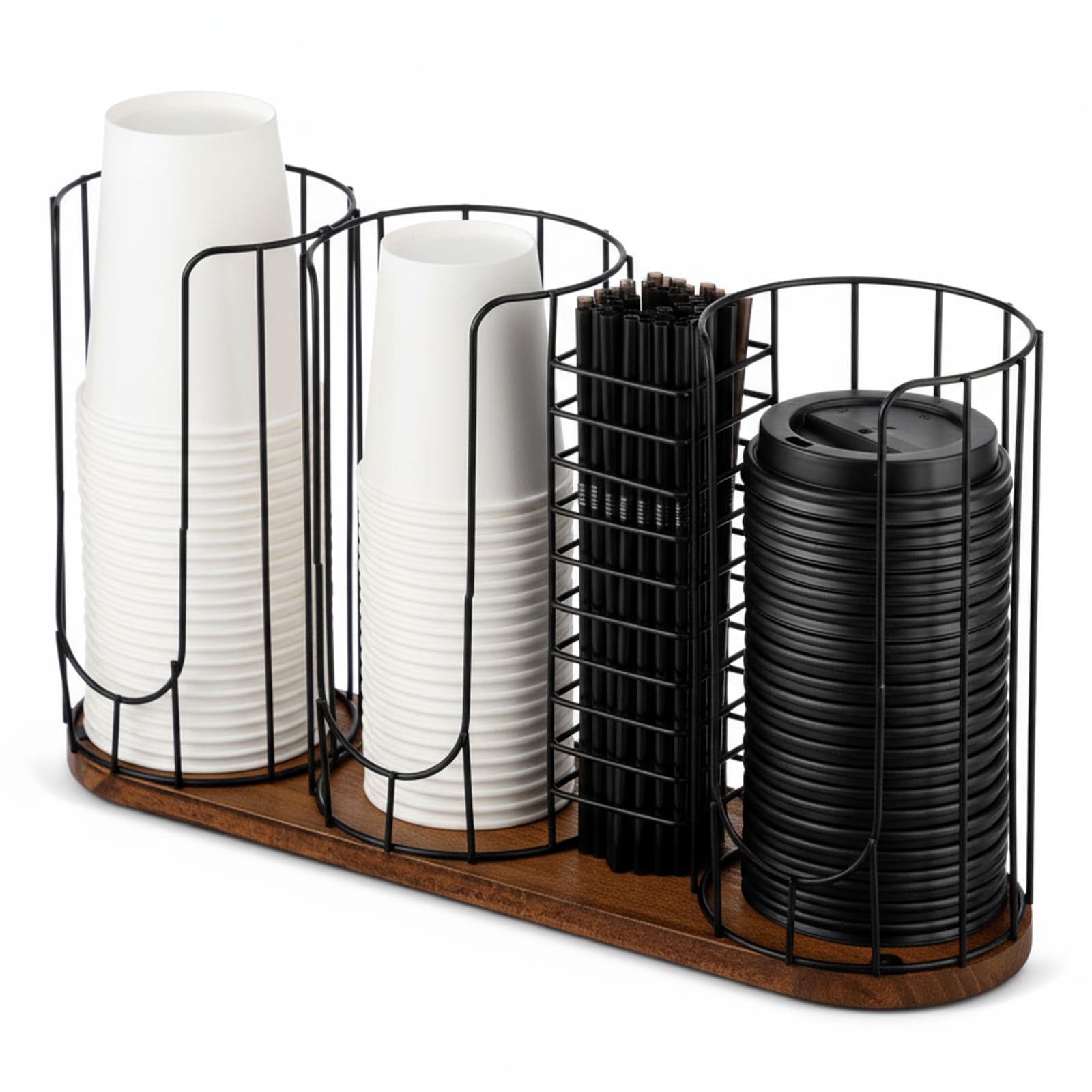 18oz Coffee Cup &amp; Lid Dispenser with Base, 4-compartment Single, Color 1