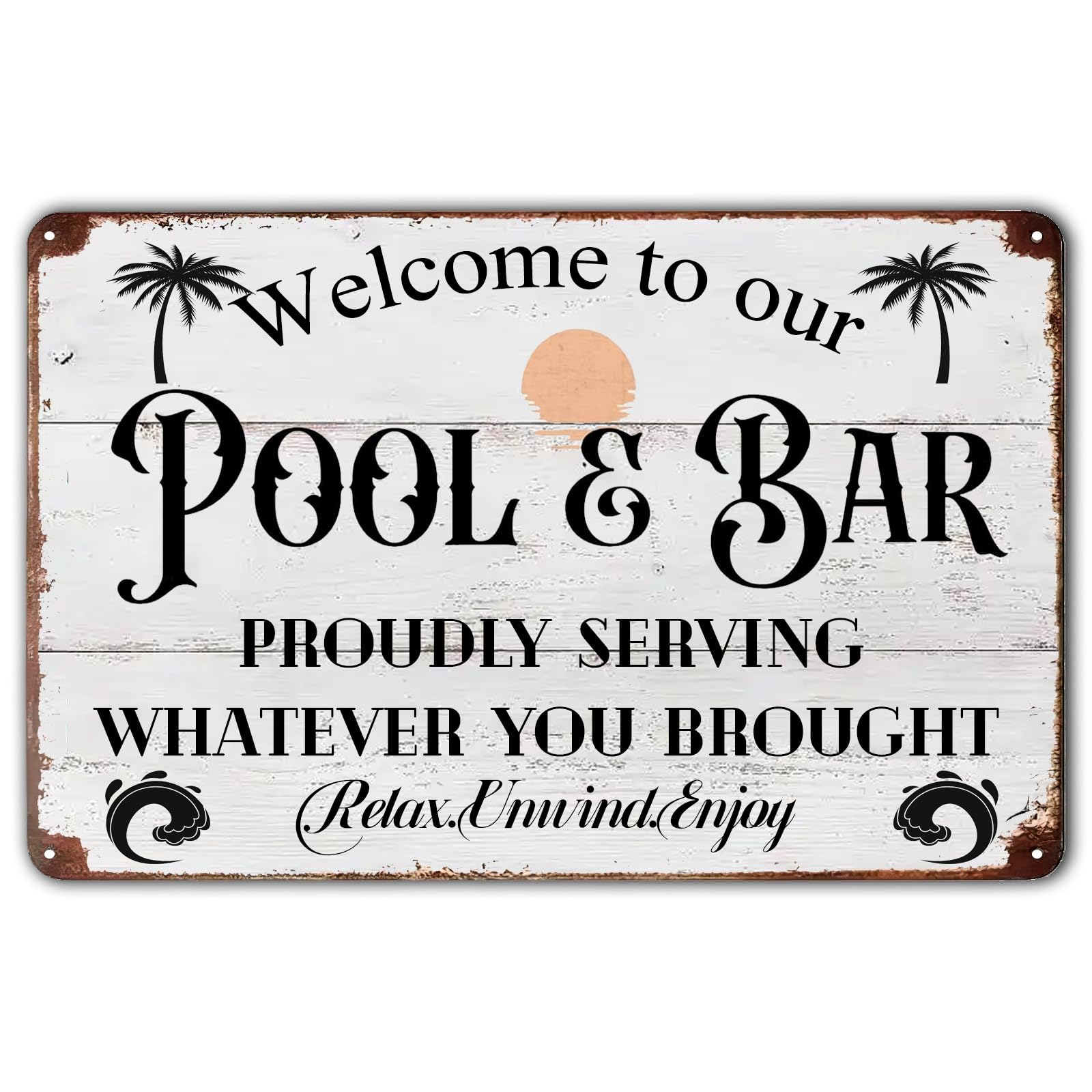 Welcome to Our Pool and Bar Metal Tin Sign,Pool Accessories Decor Outdoor V