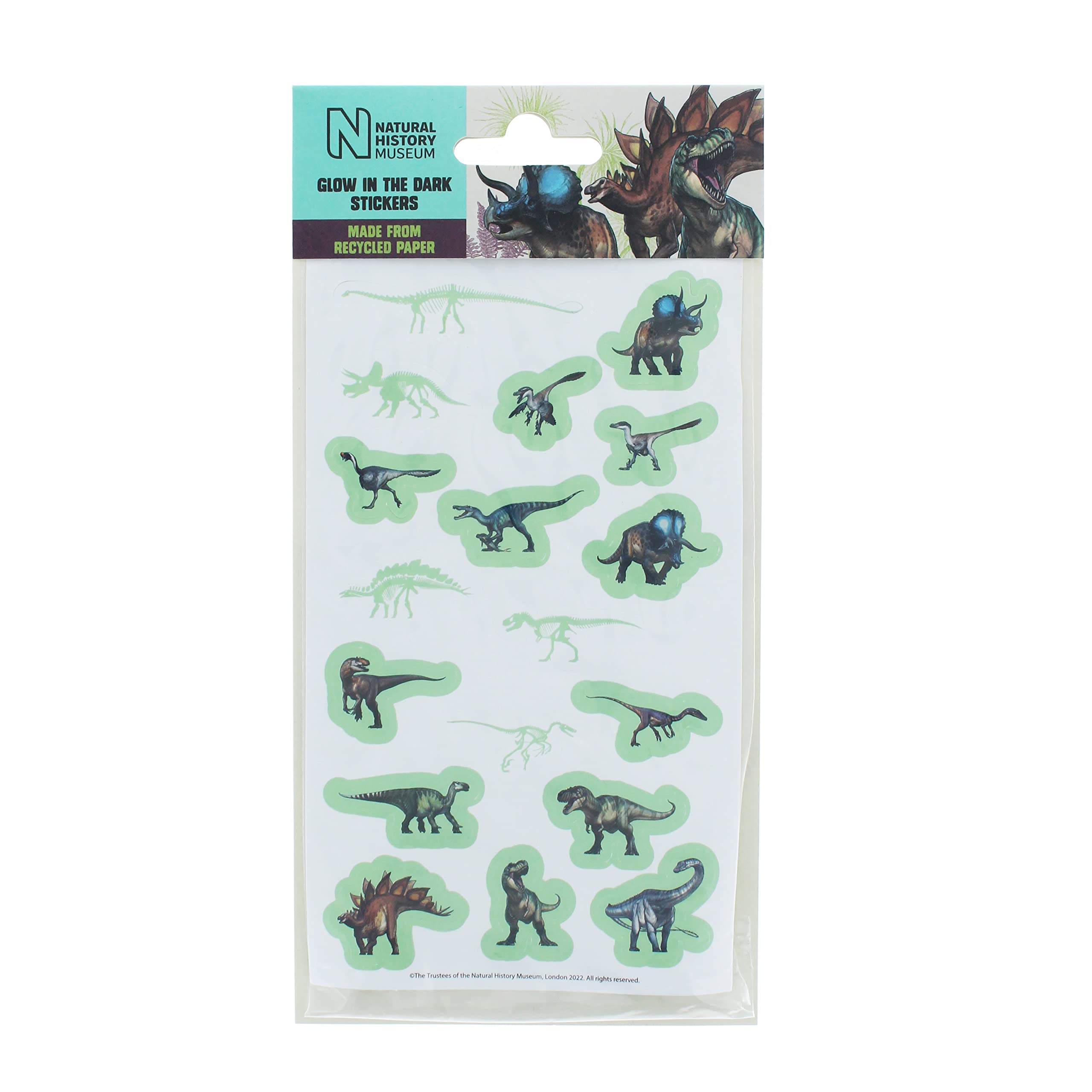 Blueprint CollectionsNatural History Museum Dinosaur Glow in the Dark Stickers | Dinosaur Gifts & Stationery | Scrapbook Stickers | Stickers Sheet