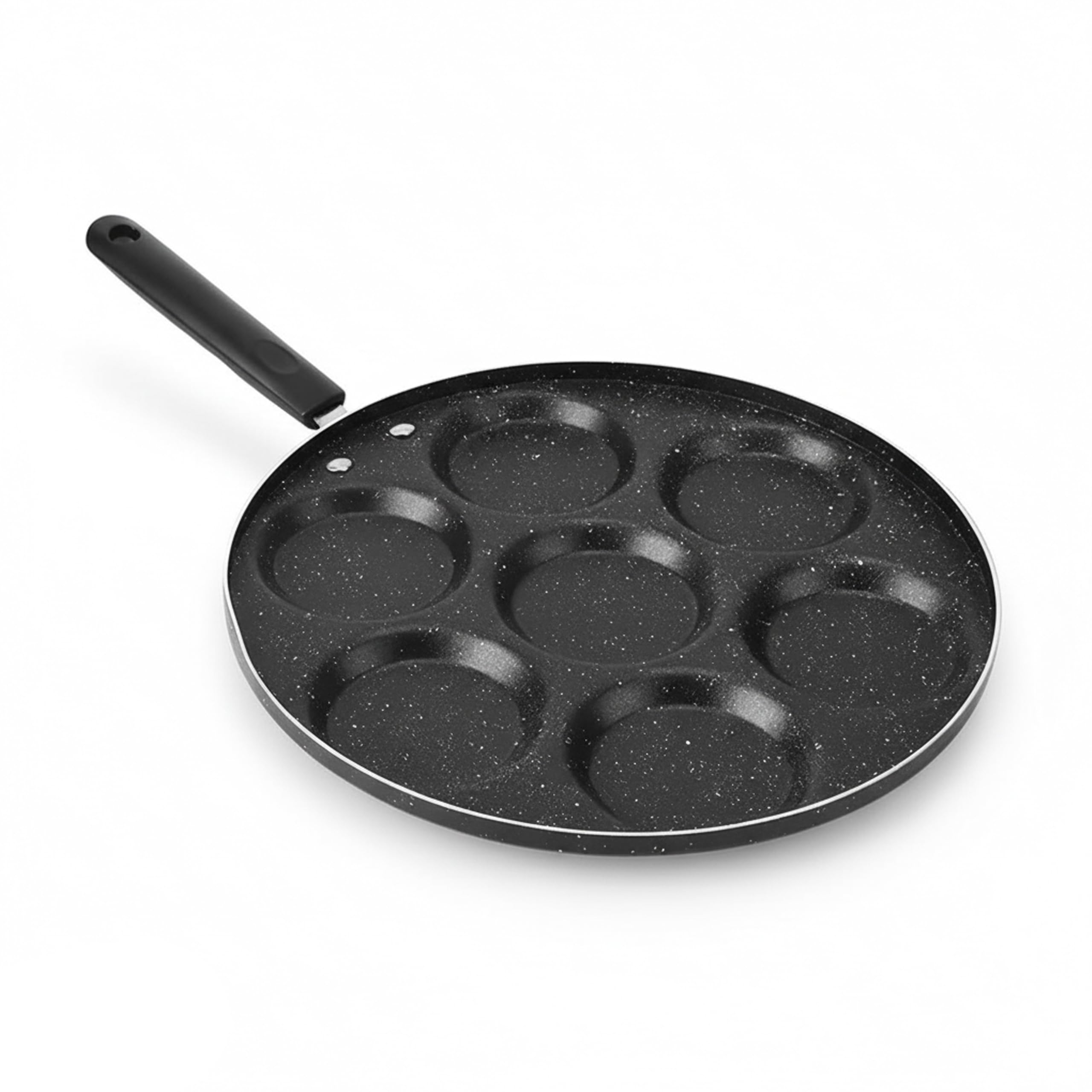 Non-Stick 7-Cup Cooking Pan with Even Heat Distribution Heat-Resistant Handle Easy-Clean Surface Ideal for Making Mini Pancakes Eggs