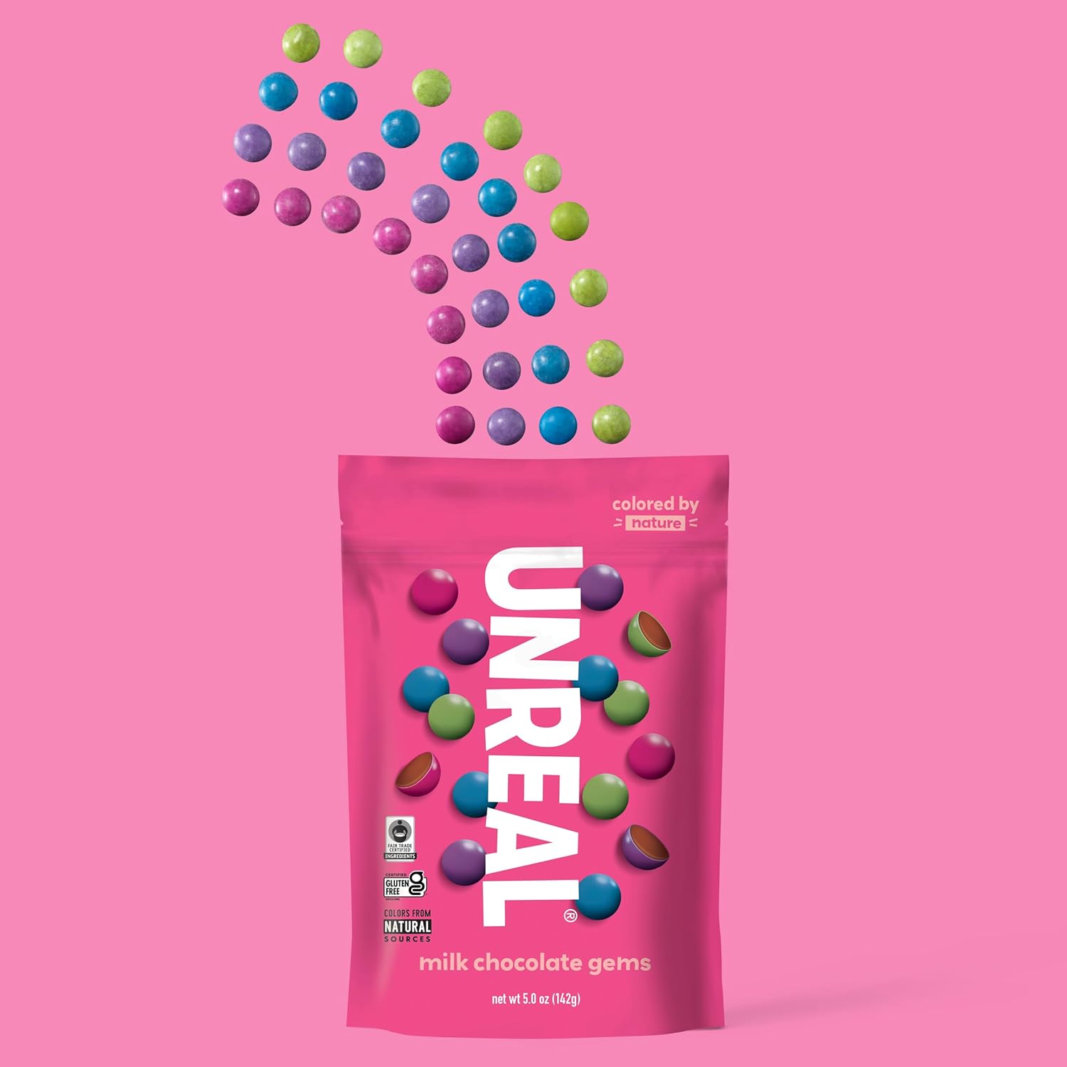UNREAL Milk Chocolate Gems | Certified Fair Trade, Non-GMO | Made with Gluten Free Ingredients and Colors from Nature | No Sugar Alcohols or Soy | Family Size, 3 Packs