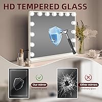 Vista 3 de Vantii - Espejo de tocador Hollywood con luces, carga USB, 22.8 x 18.1 pulgadas, espejo de maquillaje iluminado con 15 bombillas LED regulables, 3