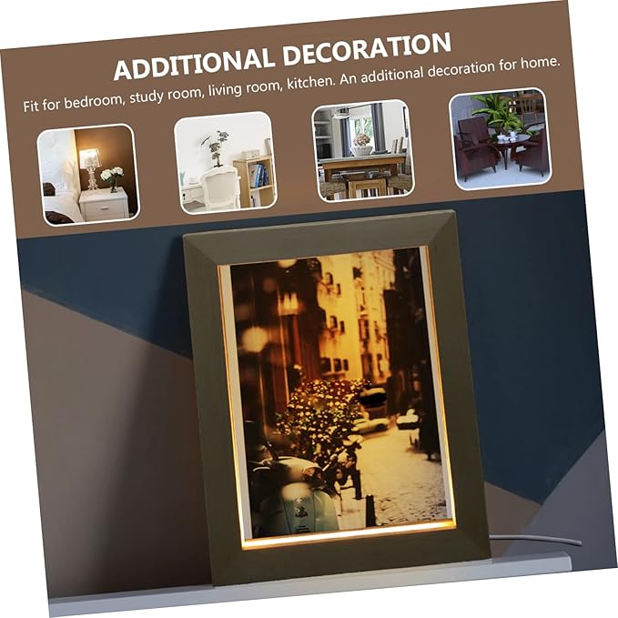 Uonlytech Uonlytech 5pcs Glowing Photo Frame Night Light USB Photo Frame with Led Light Led Lighted Desktop Picture Wood Picture USB photo 3