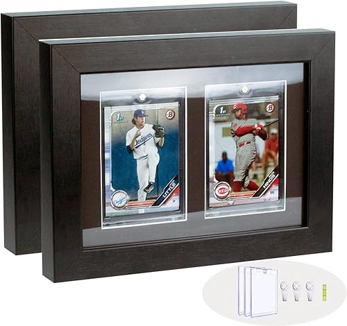 Miniatura 7 de Paquete de 3 cajas de exhibición de tarjetas de béisbol, baloncesto, fútbol, hockey, montaje en pared, negro estándar (1 tarjeta x 3 piezas)