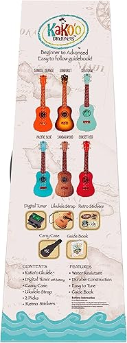 Miniatura 6 de Kako'o Music Seafoam Green Ukelele soprano galardonado  Afinadores de metal y cuerdas de nailon de alta calidad  Libro guía para aprender acordes