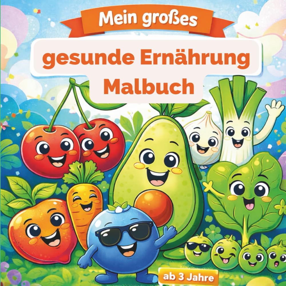 Gesund essen macht Spaß – Ausmalbuch mit Obst, Gemüse & gesunden Gerichten für Kinder ab 3 Jahren