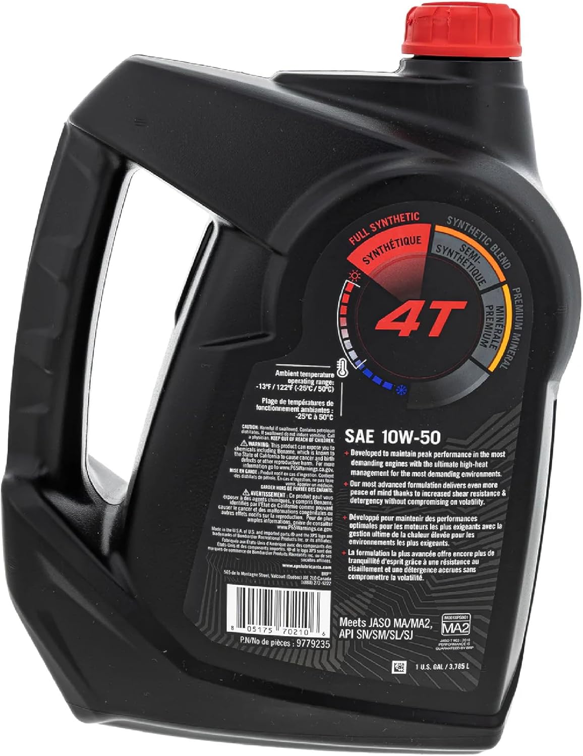 Can-Am OEM 1 Gallon XPS 10W-50 Synthetic 4-Stroke Engine Oil, 9779235
