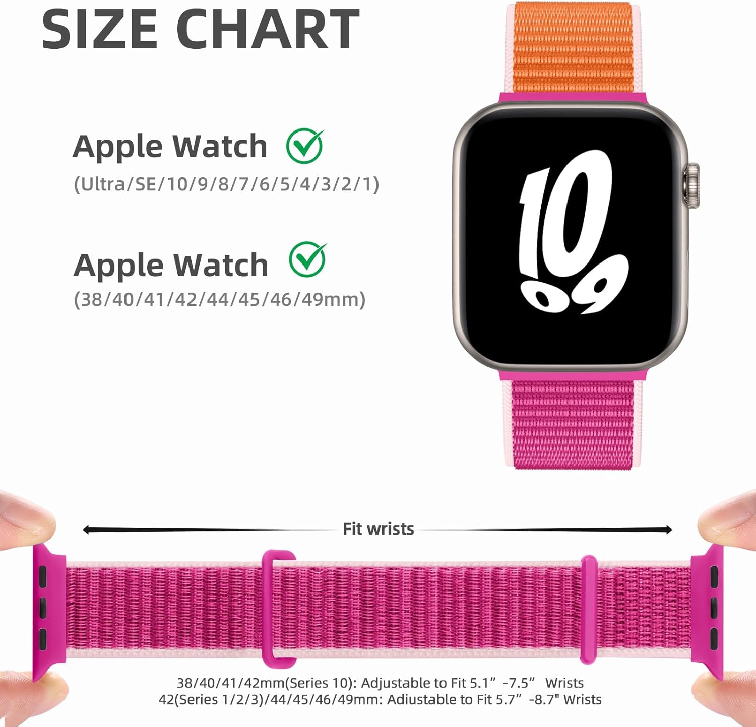 WJK Compatible with Apple Watch Bands for Men Women 44mm 45mm 46mm 49mm 42mm, Nylon Solo Loop Strap for iWatch Series 11 10 9 8 7 6 5 4 3 2 1 Bands for Women Men - Image 2