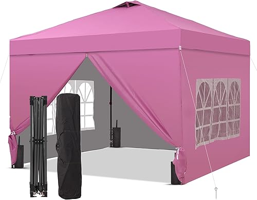 GDY Toldo desplegable de 10 x 10 pies con 4 paredes laterales extraíbles, tienda de campaña instantánea portátil al aire libre, glorieta portátil de