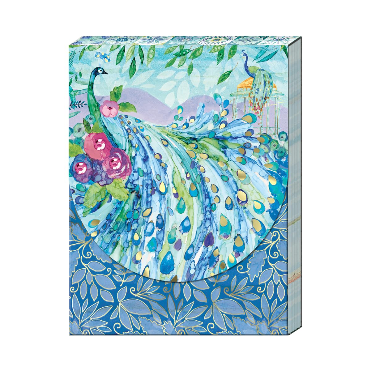 Punch Studio Flip-Top Pocket Notepad w/75 Sheets, 3" x 4", Pagoda Peacock