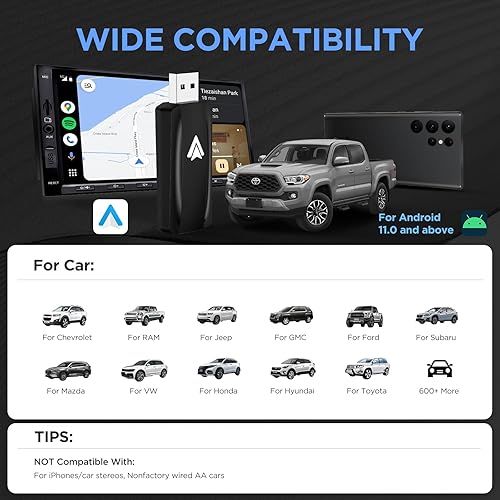 Miniatura 6 de Adaptador inalámbrico Android Auto para el coche Android auto pequeño dongle para OEM con cable modelo de coche 2017+ Play Plug USB C a A, Cable de