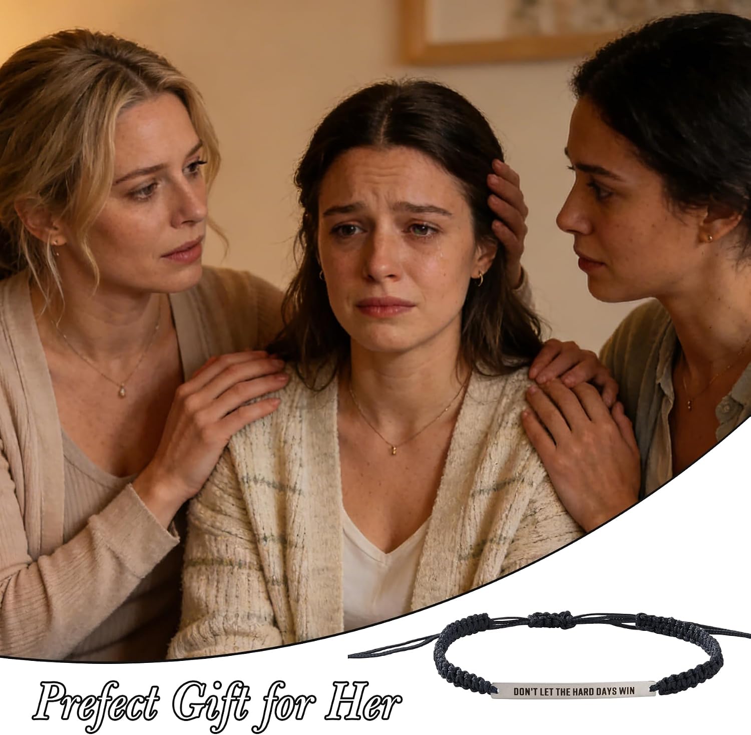 Dont Let The Hard Days Win Bracelet - Inspirational Bracelets for Women Men, Dont Let The Hard Days Win Inspirational Jewelry Gifts, Adjustable Handmade Braided Wrap Stainless Steel Engraved Words