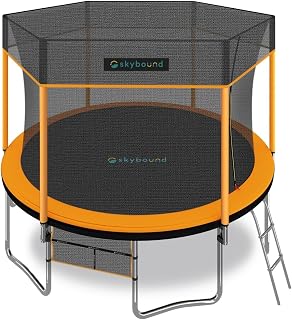 SkyBound Trampoline with Safety Enclosure Net - 10ft 12ft 14ft 15ft 16ft Large Outdoor Backyard ASTM Approved Trampolines for Kids & Adults - Heavy Duty Trampoline - Outdoor High Jump Play Trampoline