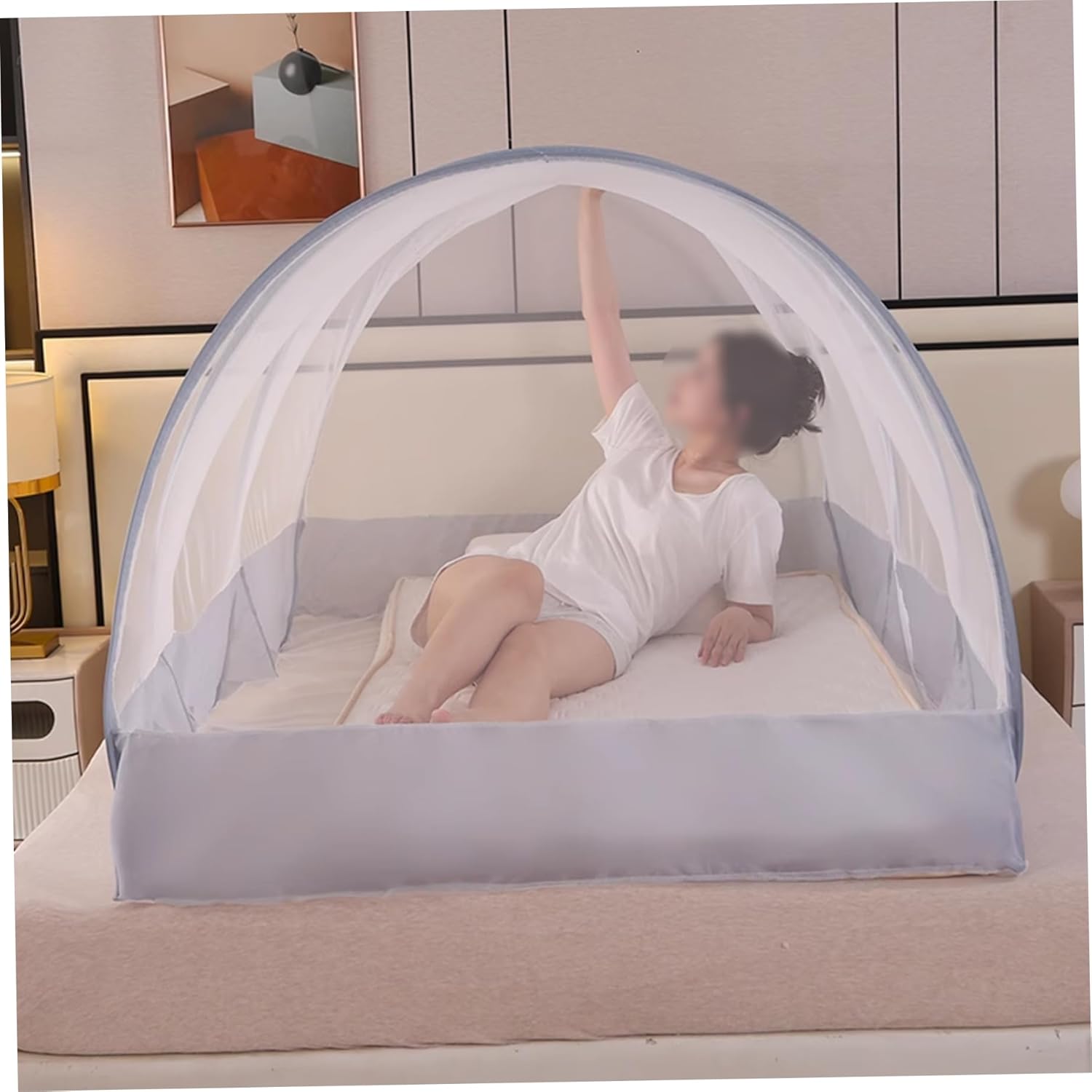 Pop-Up Mosquito Net Tent with Zipper, Breathable Polyester Mesh for Bedroom & Camping/75x35x35 Inch
