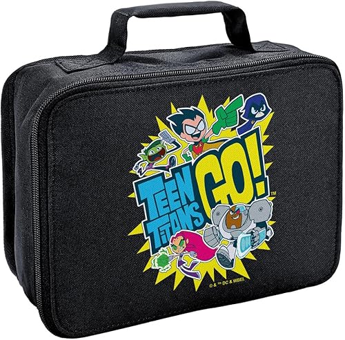 LOGOVISION Teen Titans Go Logo And Characters Burst - Lonchera de lados suaves con aislamiento térmico - Bolsa de almuerzo reutilizable para trabajo
