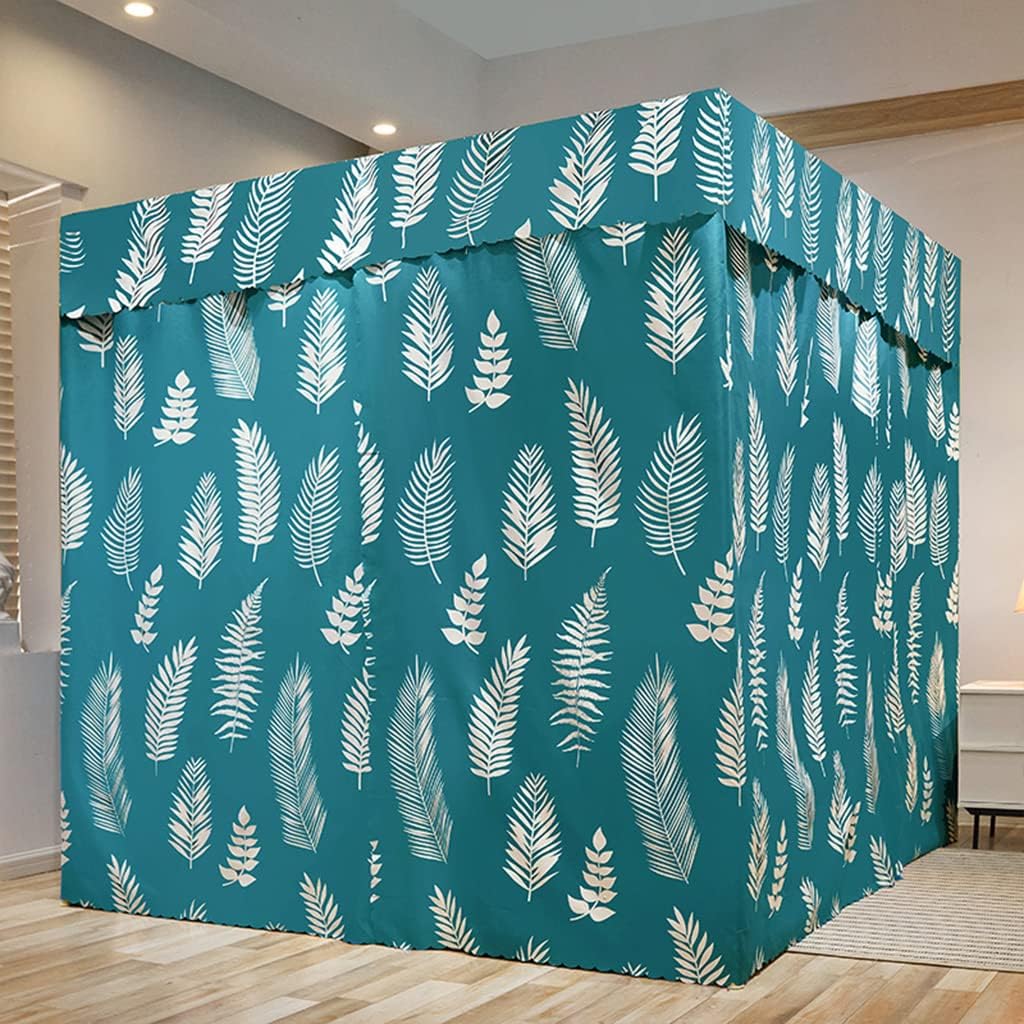 Cute Princess 4 Corner Post Mosquito Net&Bed Canopy Curtain Canopy for Girls Boys Bed Bedroom Kids Rooms for Twin/Full/Queen/King Size Bed Decoration (Cyan-Leaf, Mosquito Net&Bed Canopy, Kin