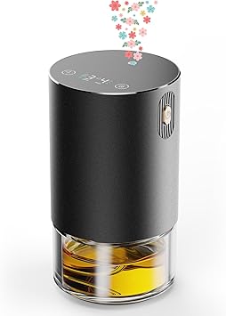 Waterless Oil Diffuser for Home, Car, Office - Rechargeable Scent & Essential Oil Diffuser, 4 Mist Modes and 1/2/4/6 Hour Timer, Portable Cordless Aromatherapy, Spill-Proof Metal Design - Black