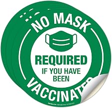 No Mask Required If You Have Been Vaccinated Sign, (3 Pack) 6x6 Inches, 4 Mil Vinyl Decal Stickers Weather Resistant UV Protected, Made in USA