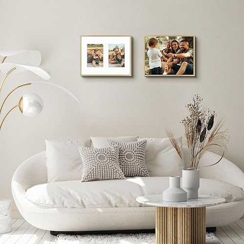 Miniatura 2 de Golden State Art, Marco de collage de aluminio dorado de 11 x 14 pulgadas, muestra dos fotos de 5 x 7 pulgadas con paspartú o una foto de 11 x 14