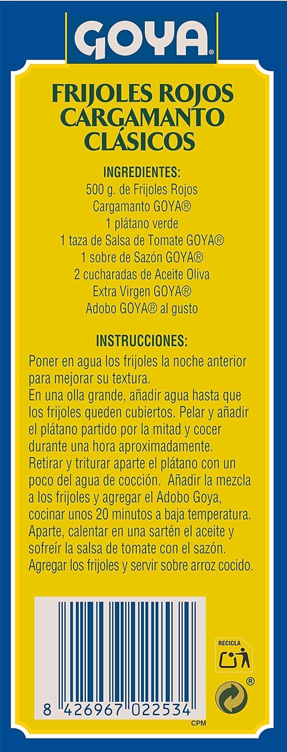 Goya Frijol Cargamanto Rojo 6x500 gr, Listos para Cocinar, Alto en Proteína Vegetal, Ideal para Bandeja Paisa, Frijoladas, Cazuelas y Refritos