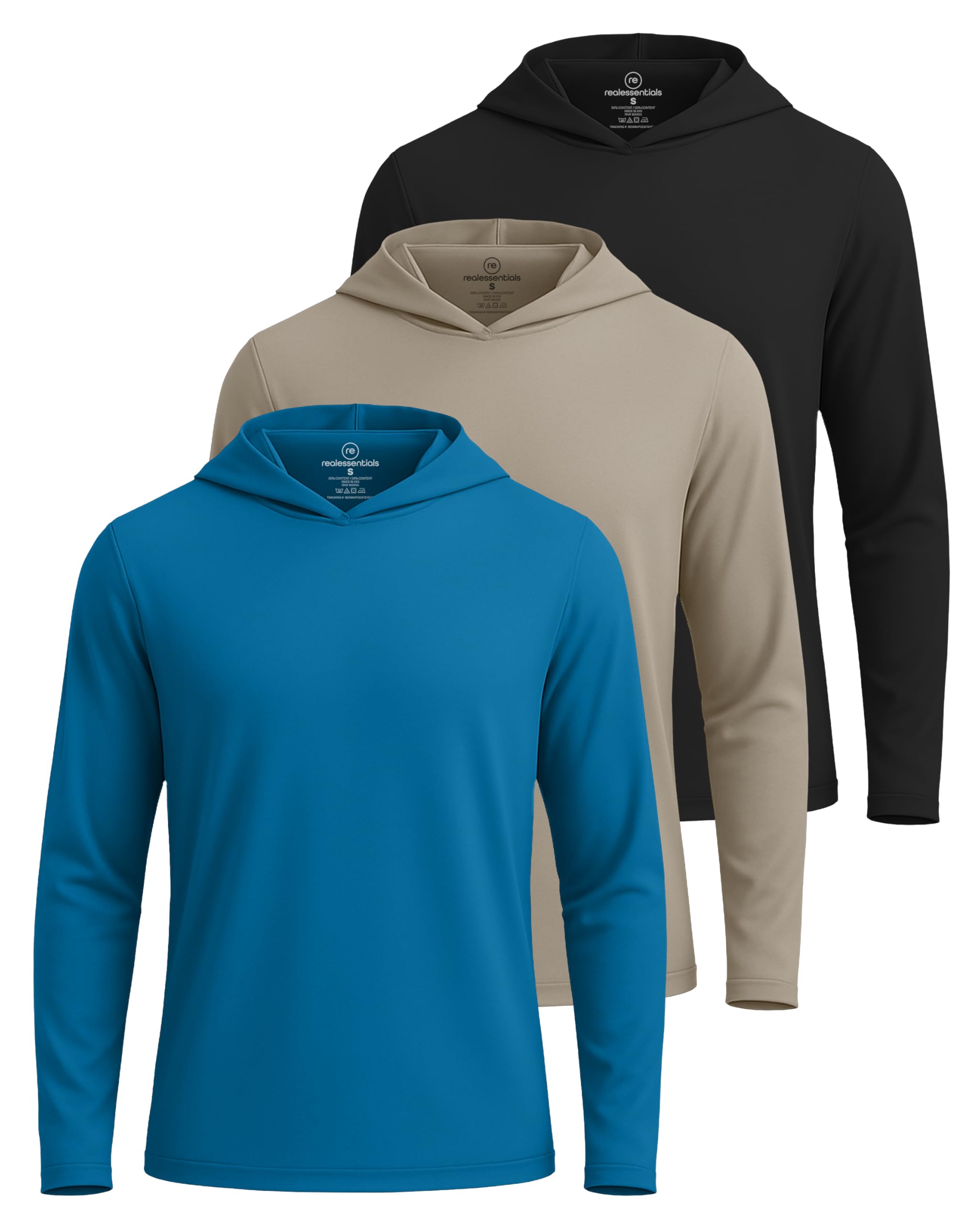 3 Pack Mens Dry Fit Pullover Hoodie Sun Sweatshirts Athletic Gym Workout