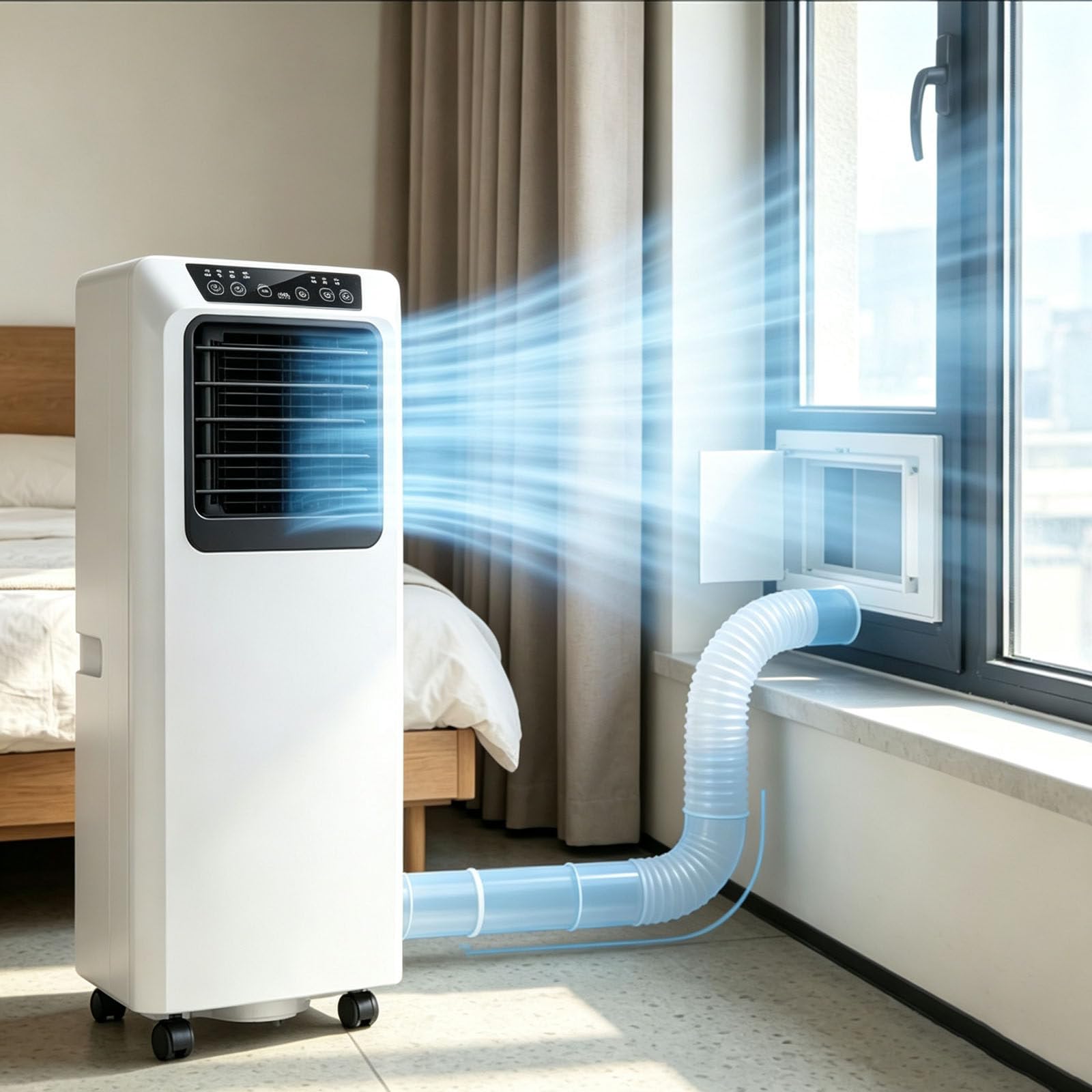 Multi-Function Portable AC Unit Cools, Evaporative Swamp Air Cooler 1300W
