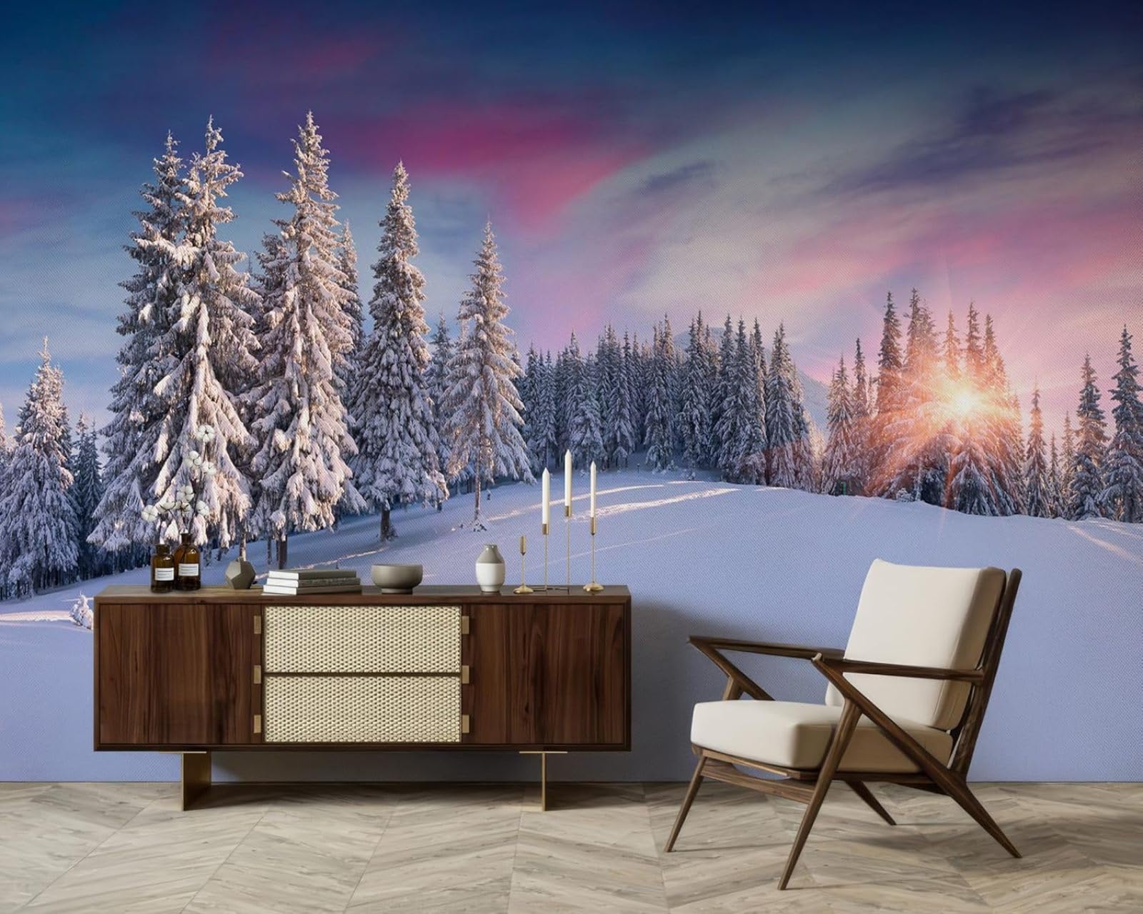 kfjhgbdshhj Photo Wallpaper Snow Landscape Winter Forest Non-Woven Living Room Bedroom Children's Room Wall Decoration Motif Wallpaper,200cmx140cm Stickers - Frameless Painting - Poster