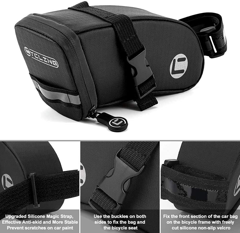 Bicicletas con Bolso, Bolsa for sillín de Bicicleta, Impermeable y Reflectante, 0,8 l