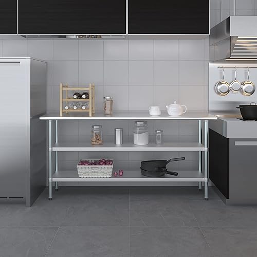 Vista 89 de Mesa de trabajo de acero inoxidable AmGood