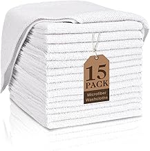 White Washcloths 15 Pack, Highly Absorbent & Quick Drying Face Towels, Premium Quality Soft Bath Towels, Multipurpose Microfiber Wash Cloths, 12x12 inches