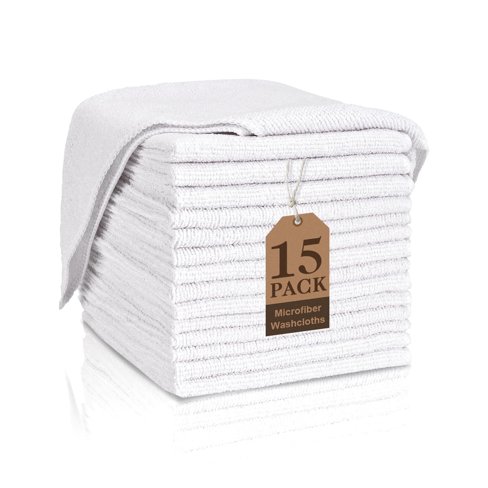 TEAWOO White Washcloths - 15 Pack | Soft & Absorbent -1