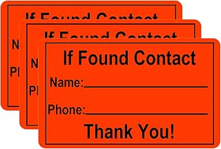 3-Pack Bright Orange: If Found Contact Info Sticker (Lines for One Phone Number, If Lost Waterproof Kayak and Canoe Paddle Viinyl Decal (3 x 2 inch Times 3 Stickers)