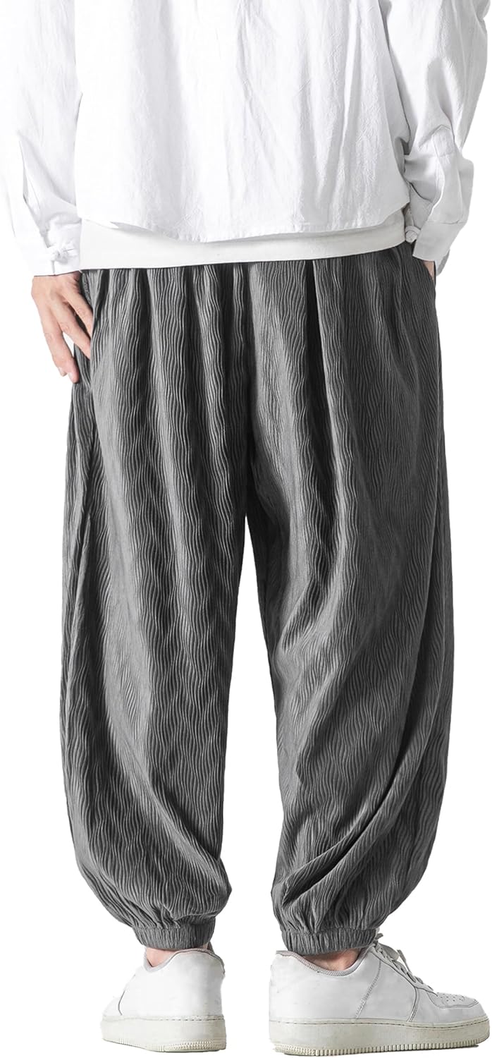 PRIJOUHE Men's Joggers Sweatpants Casual Wide Leg Jogger Pants Lightweight Sweat Pants with Pockets - Image 2