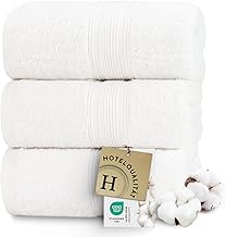 ZOLLNER Set of 3 Bath Towels 70 x 140 cm – Extra Soft and Absorbent Towels in White – with Practical Hanger – Washable up to 95 °C – Cotton – Hotel Quality