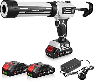 Electric Caulking Gun, Caulking Guns Brushless, 300ml/10oz Silicone Sealant Gun with Adjustable Speed(70-210mm/min), LED Light, Drip-Free, 2 * 1.5Ah Battery, for Filling and Sealing