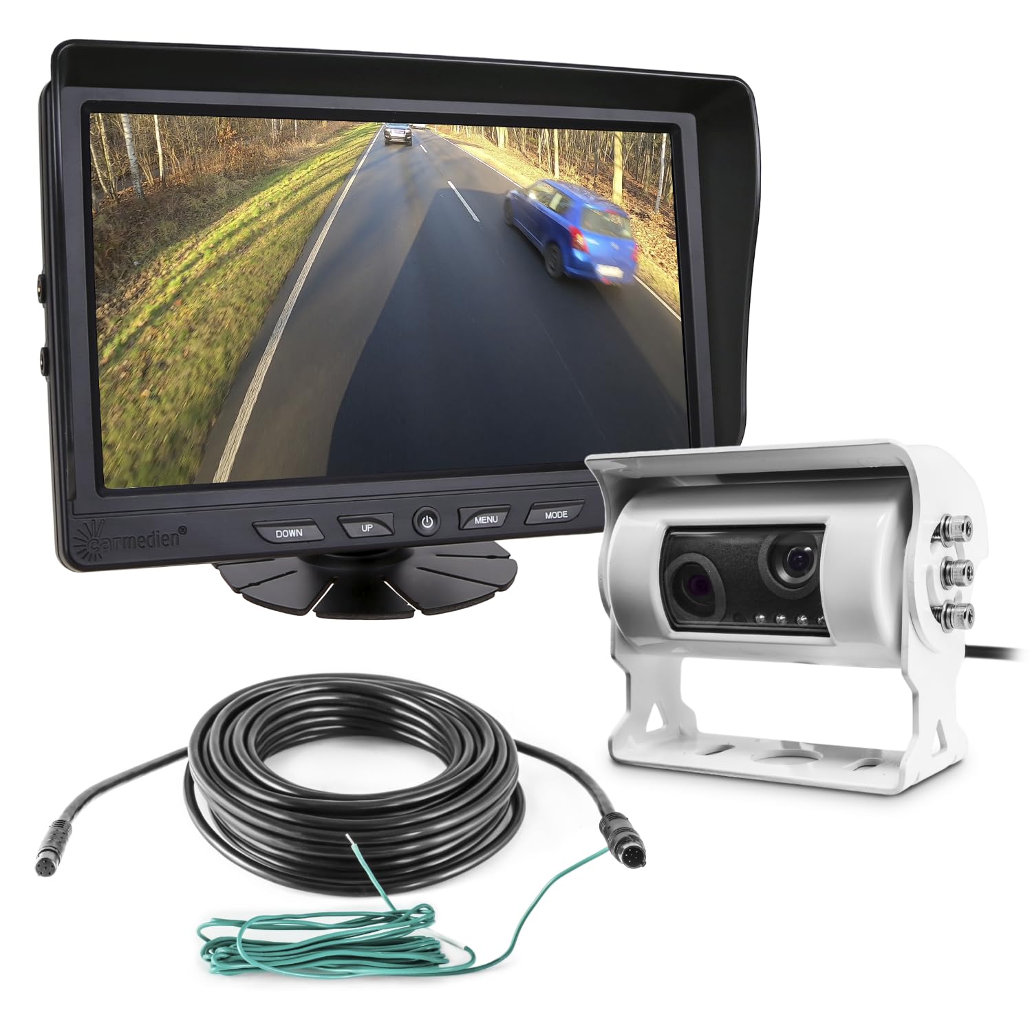 Rückfahrsystem cm-GDKRFS3 Dual Twin Doppelkamera Rückfahrkamera 12V 24V mit 9" Monitor für Wohnmobil Transporter LKW