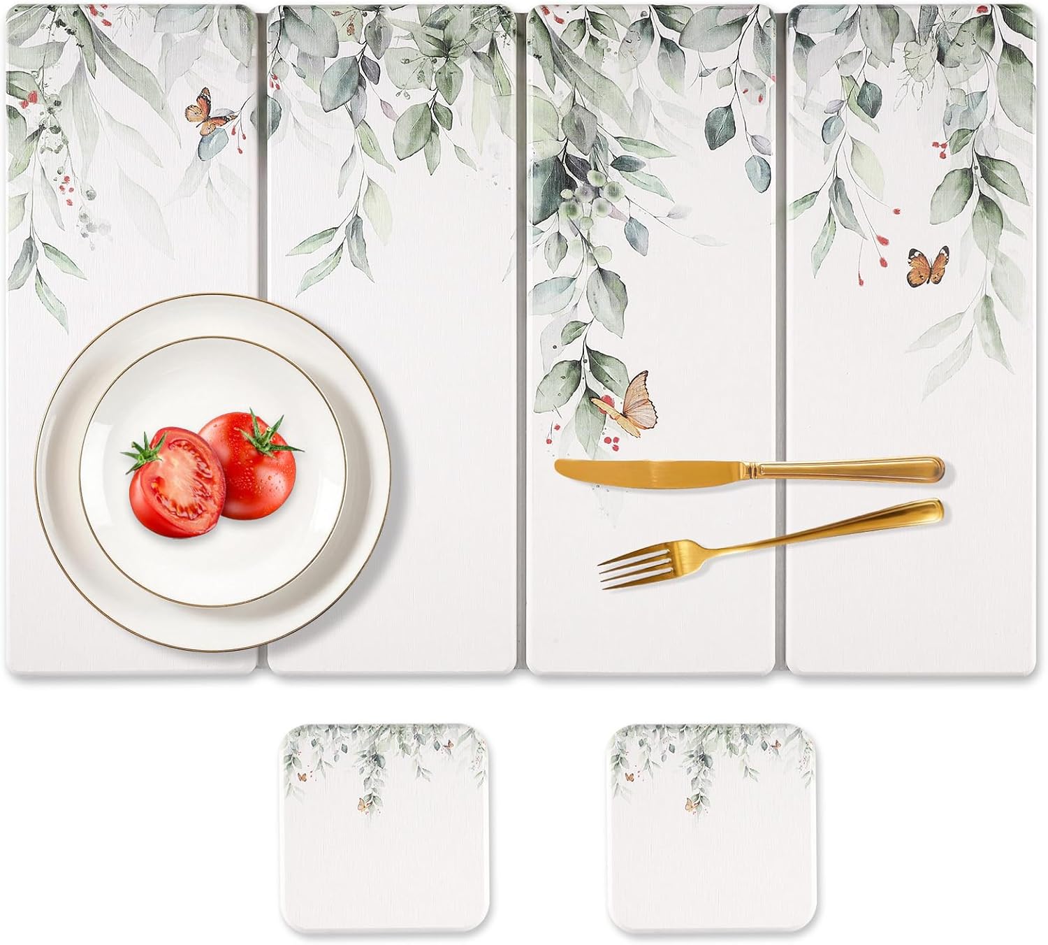 Large Stone Dish Drying Mat for Kitchen Counter, 24"×16" Quick Dry Dishes Mats, Foldable Diatomaceous Earth Drying Organizer Pad Water Absorbing for Plate Bottles Utensils