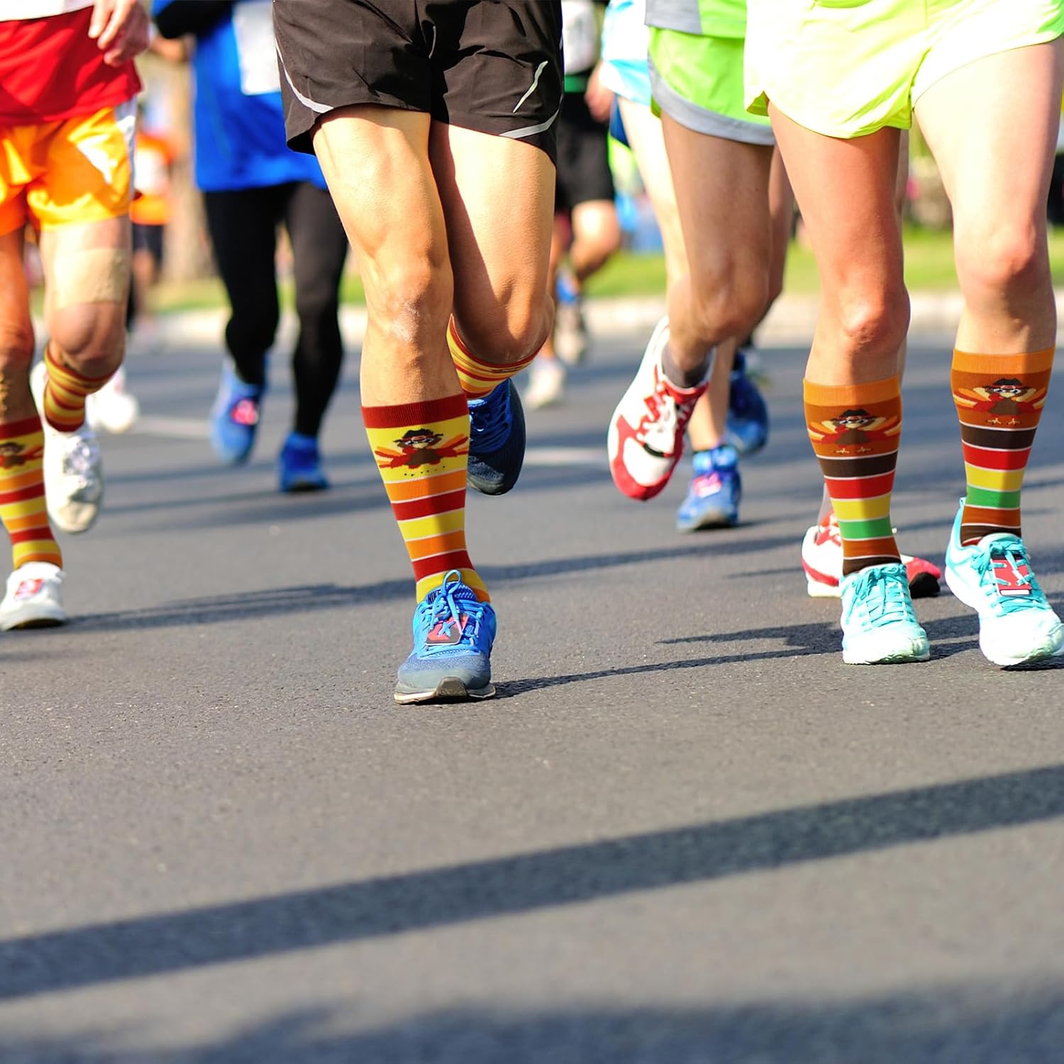 Ramede 12 Pairs Thanksgiving Turkey Socks Holiday Woven Socks Run Mid Calf Socks for Men Women Thanksgiving Accessories - Image 2