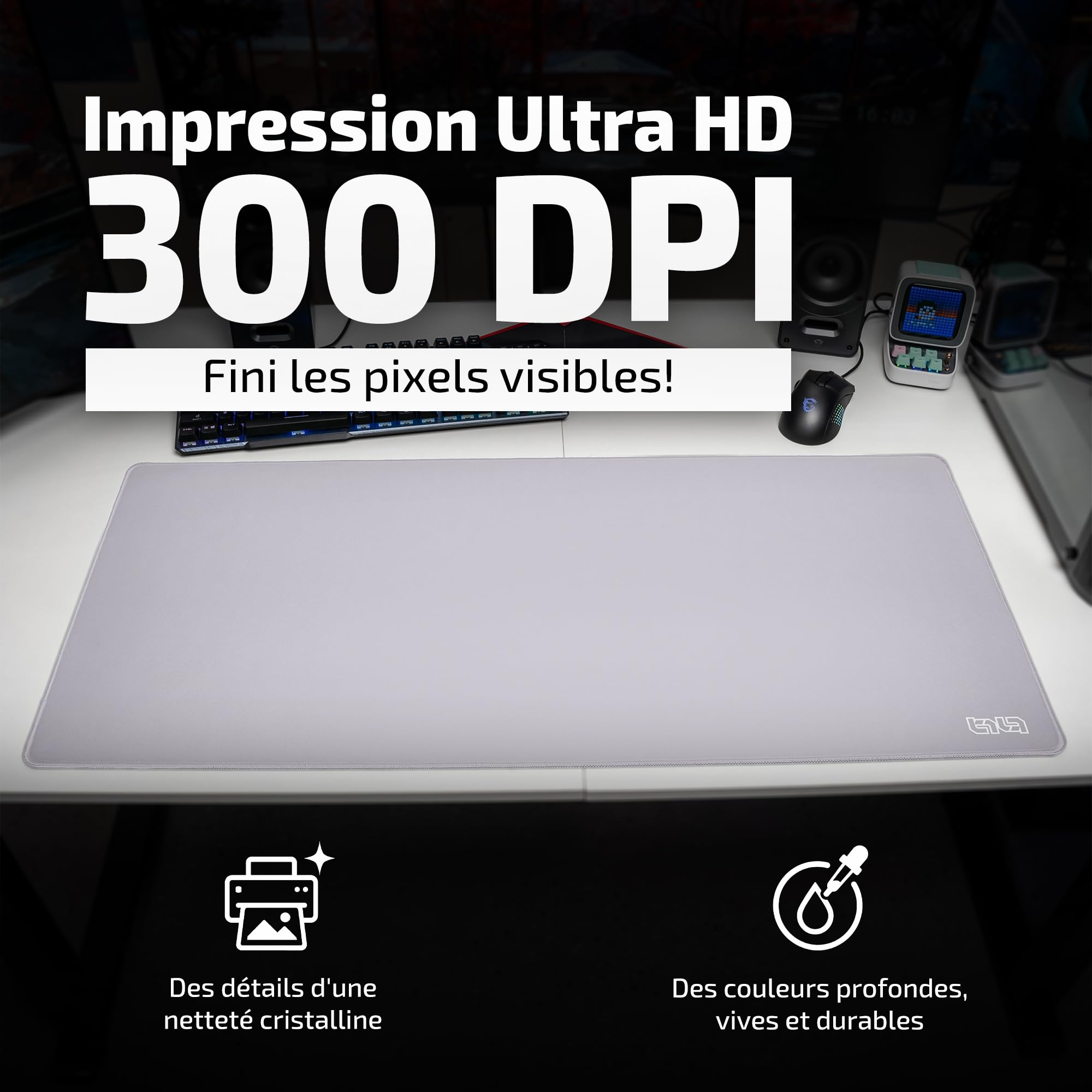 Tilt Grand Tapis de Souris Gamer XXL 90x40 cm | Tapis de Bureau Gaming Anti-Dérapant | Mouse Pad Imperméable pour PC et Accessoires Gaming | Tapis de Clavier (Pearlescent Fog)