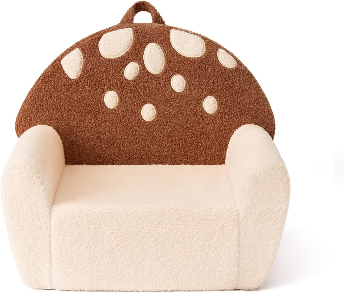 Blissful Dairy Soft Teddy Fleece Toddler Chair, Comfy Kids Reading Chair for Boy and Girls(Brown Mushroom)