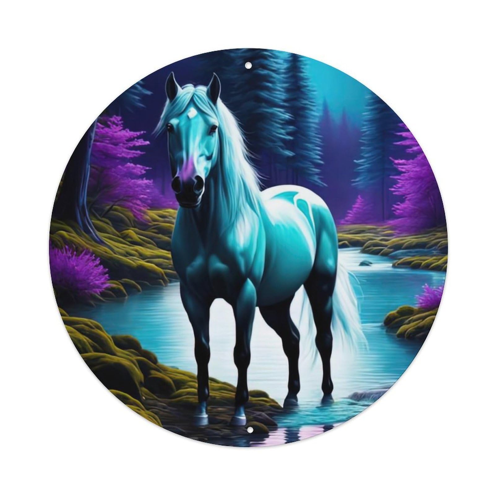 Animal Horses by The River Metal Tin Sign
