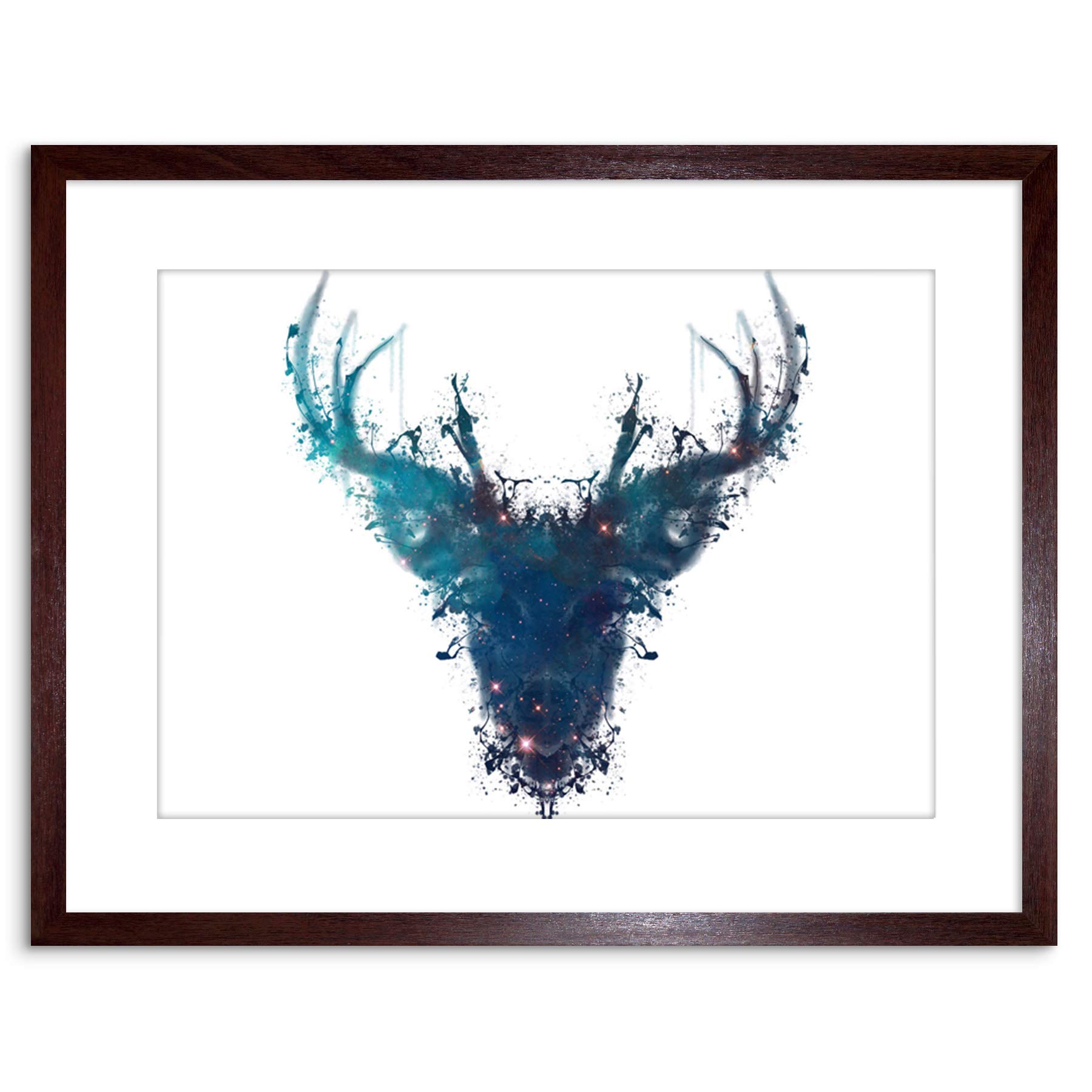 Wee Blue Coo Ink Splat Deer Stag Gift New Framed Wall Art Print