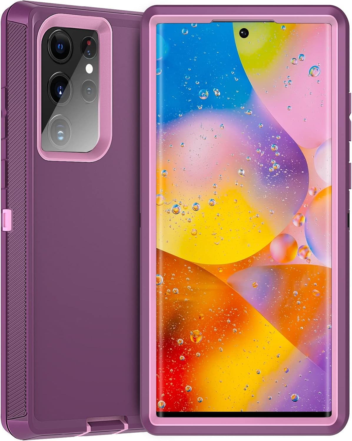 Hensinple for Samsung Galaxy S22 Ultra Case Only,【Without Screen Protector】 Galaxy S22 Ultra Case Heavy Duty Defender Shockproof Dustproof Rugged Bumper Cover for Samsung Galaxy S22 Ultra - Purple