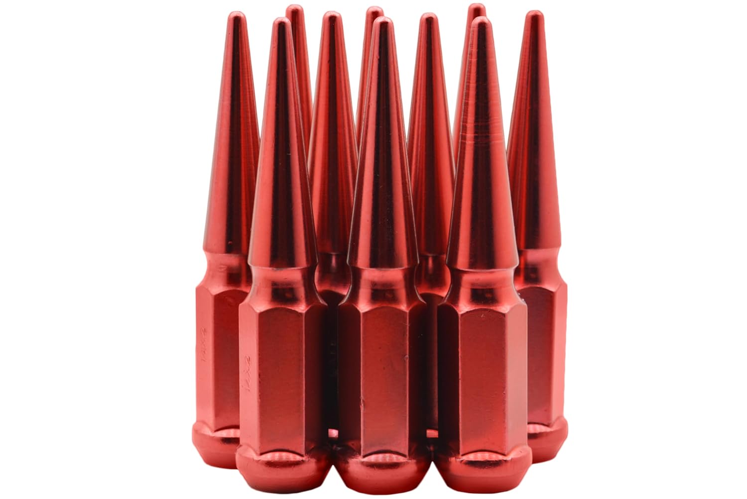 20 Pc Powder Coated Anodized Red Spike Lug Nuts | 14x1.5 | 4.5 inch Tall | 1 Piece Construction | Compatible with Dodge Challenger 2009-2025 SRT SXT Durango Charger Challenger Cherokee