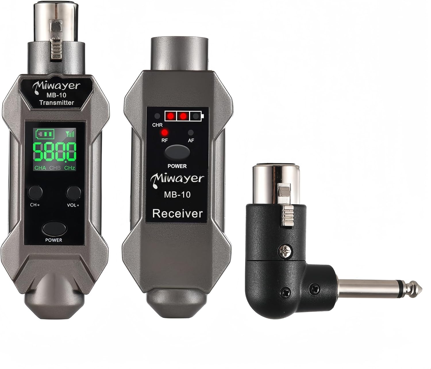 Miwayer Wireless Microphone Transmitter UHF Plug-on Mic Adapter 16 Channels Wireless XLR Microphone System for Dynamic Microphone, Audio Mixer, PA System, DSLR Camera (MB-10)
