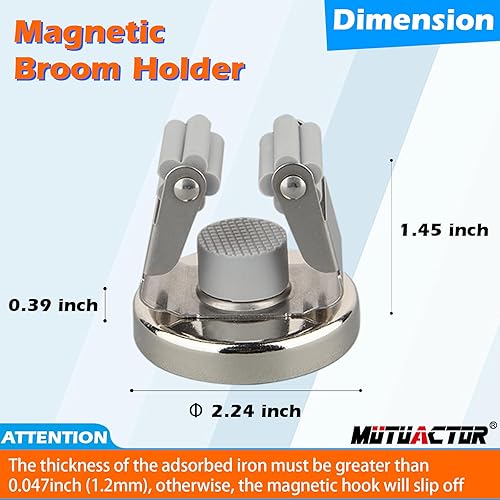Vista 5 de MUTUACTOR Soportes magnéticos para escobas, 2 piezas de clips magnéticos resistentes a la rotura para montaje en pared, sin perforación, ganchos