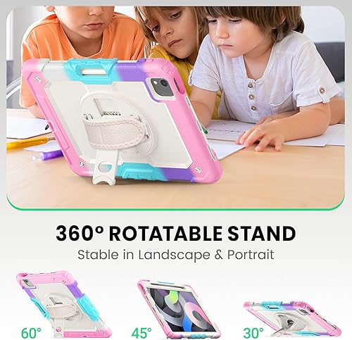 Miniatura 97 de SEYMAC Funda protectora para iPad Air 5ª/4ª generación de 10.9", cuerpo completo a prueba de golpes con protector de pantalla, soporte Negro