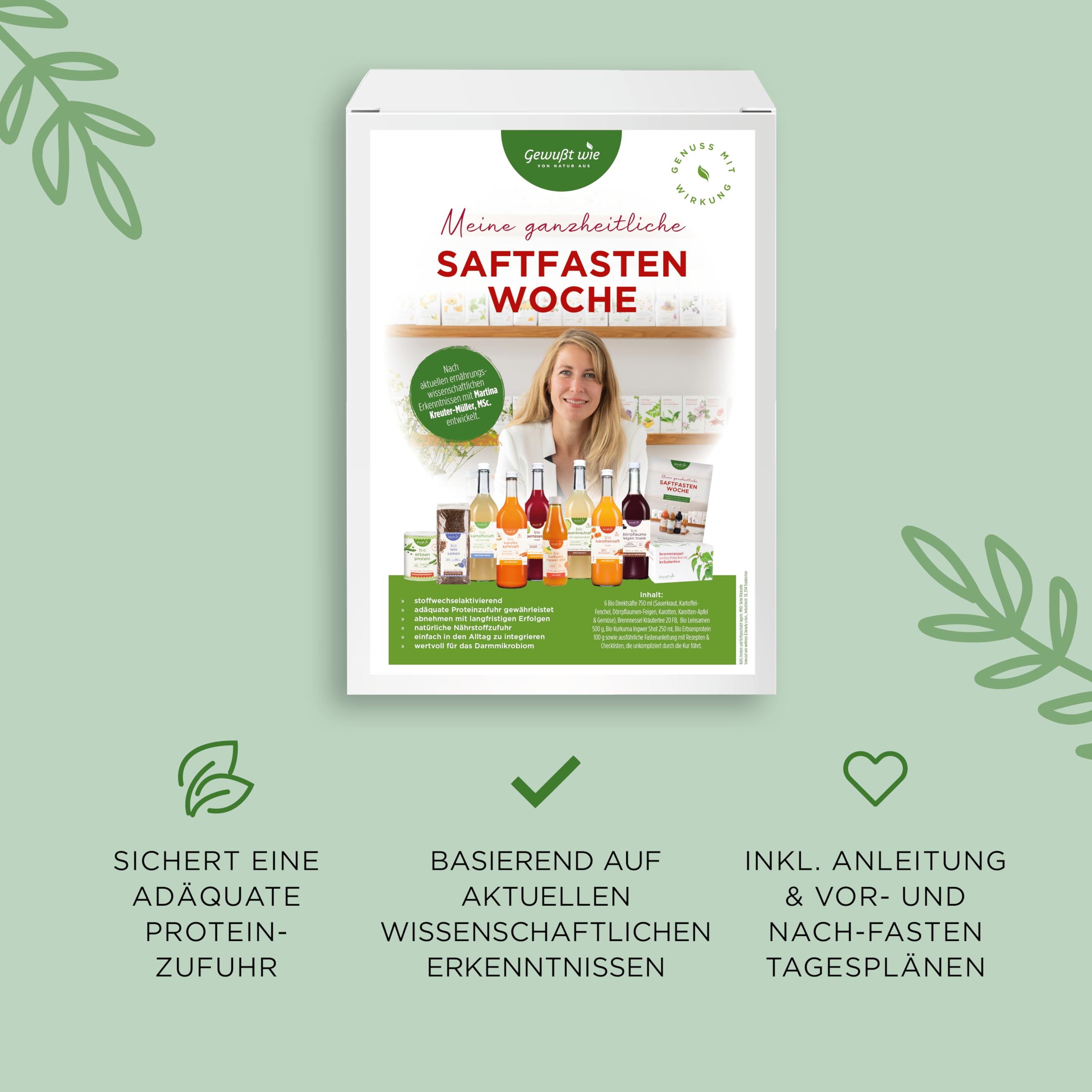 Gewußt wie Bio Saftfasten Woche | 5-Tage Detox Saftkur Komplettset Mit Bio Säften Zur Entschlackung & Energie | Vegan | Inklusive Anleitung